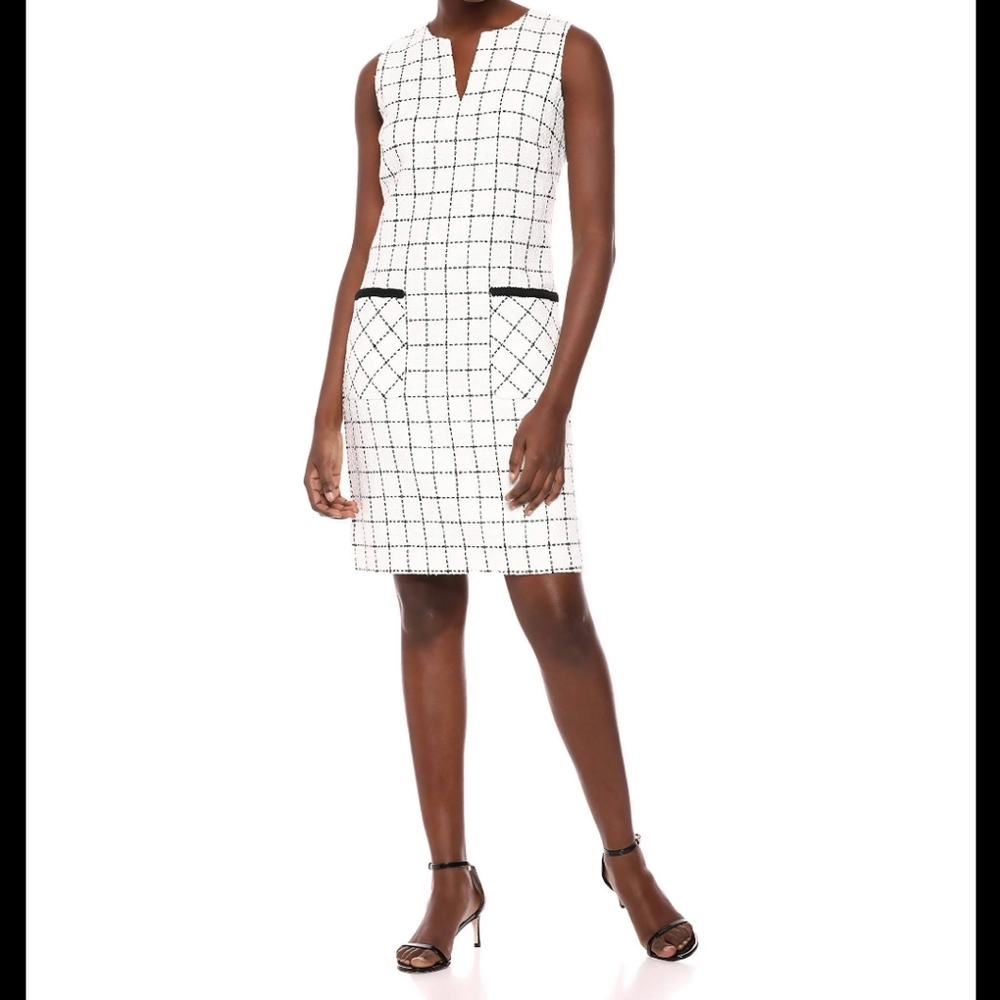 Karl Lagerfeld Paris Women's Tweed Shift Dress with Pockets